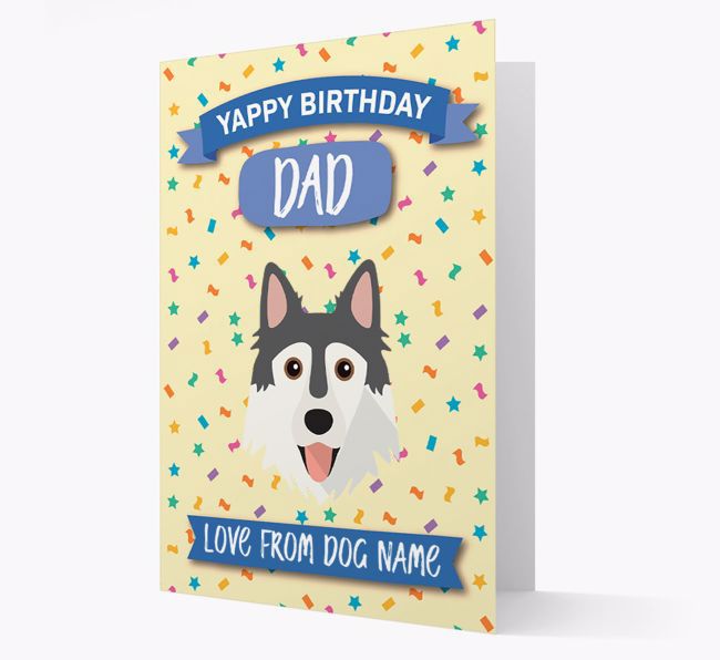 Personalized Card 'Yappy Birthday Dad' with {breedCommonName} Icon